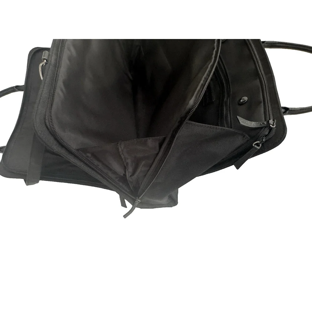 Francesco Biasia Work Tote Bag Black Nylon Leather-Trim Office Laptop Organizer
